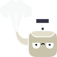 flat color retro cartoon steaming kettle