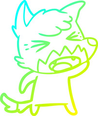 cold gradient line drawing angry cartoon fox