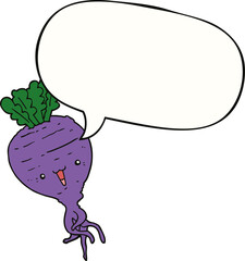 cartoon turnip and speech bubble
