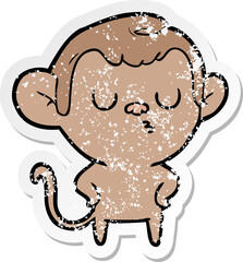 distressed sticker of a cartoon monkey
