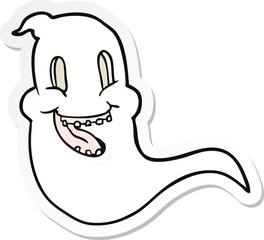 sticker of a cartoon spooky ghost