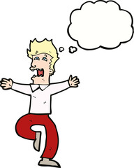 cartoon terrified man with thought bubble