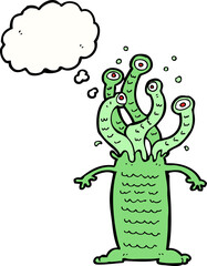 cartoon monster with thought bubble