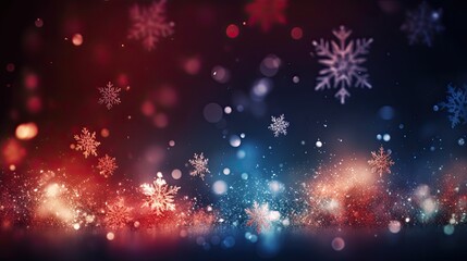 Christmas Wonderland: Magic Red Snowflakes, Glittering Bokeh & Holiday Decorations, Generative AI
