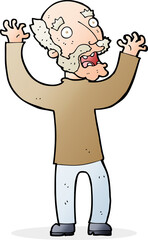 cartoon terrified old man
