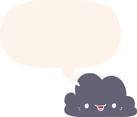 cute cartoon cloud and speech bubble in retro style