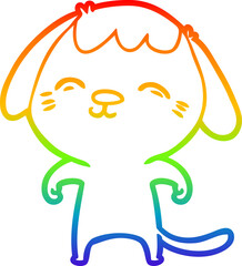 rainbow gradient line drawing happy cartoon dog