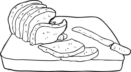 black and white cartoon sliced bread