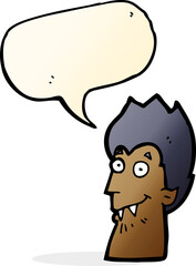 cartoon vampire head with speech bubble