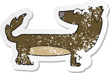 retro distressed sticker of a cartoon dog