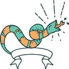 banner with tattoo style hissing snake