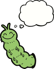 cartoon caterpillar with thought bubble
