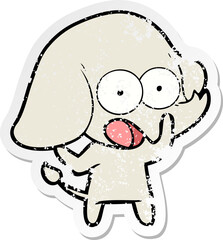 distressed sticker of a cute cartoon elephant