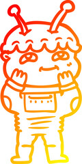 warm gradient line drawing surprised cartoon spaceman