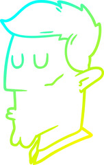 cold gradient line drawing cartoon serious man