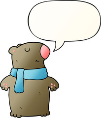cartoon bear and speech bubble in smooth gradient style