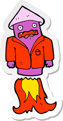 sticker of a cartoon firework in business suit