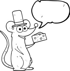 speech bubble cartoon mouse with cheese