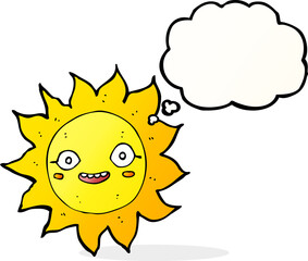 cartoon happy sun with thought bubble