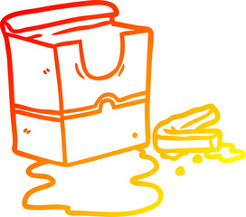 warm gradient line drawing empty box of fries