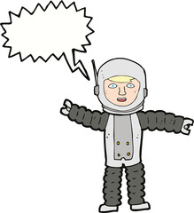 cartoon astronaut with speech bubble