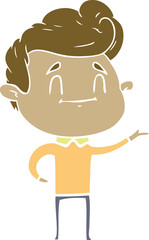 happy flat color style cartoon man