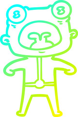 cold gradient line drawing cartoon weird alien shouting