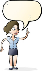 cartoon woman with great idea with speech bubble