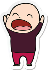 sticker of a cartoon shouting bald man