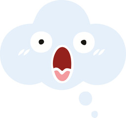 flat color retro cartoon thought bubble