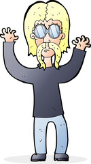 cartoon hippie man waving arms