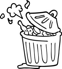 line drawing cartoon waste bin
