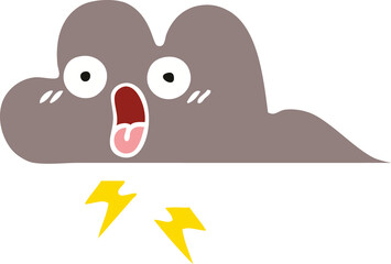 flat color retro cartoon storm cloud