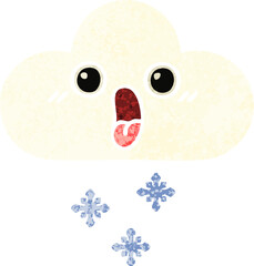 retro illustration style cartoon snow cloud