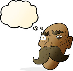 cartoon angry old man with thought bubble