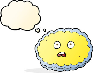 shocked cartoon cloud face with thought bubble