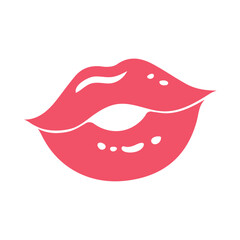 Women's lips with highlights in a simple style.
