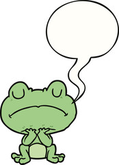cartoon frog waiting patiently and speech bubble