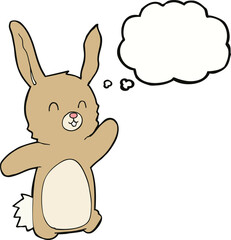 cartoon happy rabbit with thought bubble