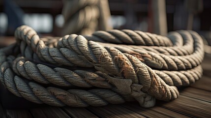 ropes of an old sailing ship Gorch Fock. Generative Ai.