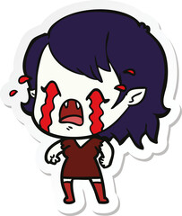 sticker of a cartoon crying vampire girl