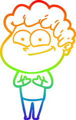 rainbow gradient line drawing cartoon happy man