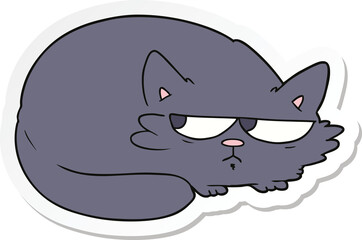 sticker of a cartoon suspicious cat