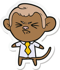 sticker of a cartoon annoyed monkey