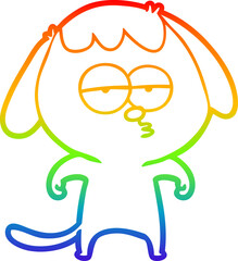 rainbow gradient line drawing cartoon bored dog