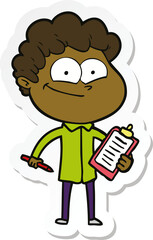 sticker of a cartoon happy man