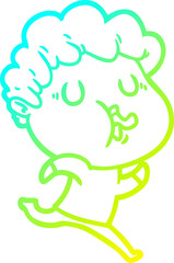 cold gradient line drawing cartoon man singing