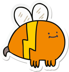 sticker of a quirky hand drawn cartoon bumblebee
