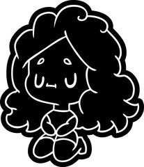 cartoon icon of a cute kawaii girl