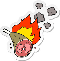 sticker of a cartoon cooking meat